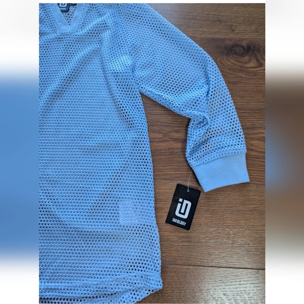 Ideology Hooded Mesh Long Sleeve Swim Cover Up Light Blue Girls 5 NWT